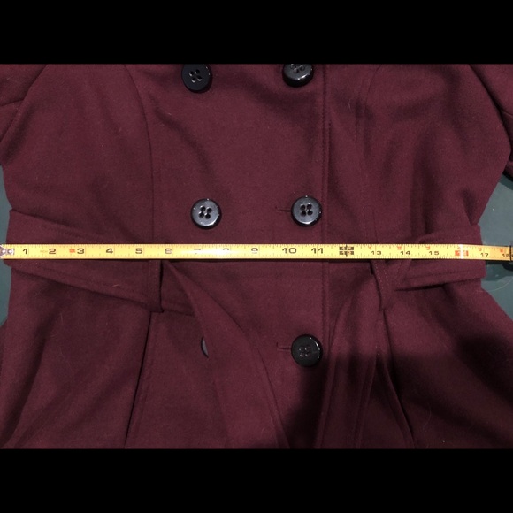Burgundy Pea Coat - Picture 6 of 7